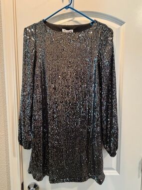 Steve Madden Black Sequin Shift Dress